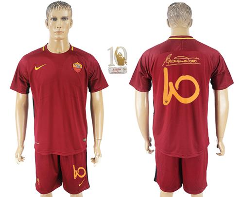 Roma #10 Totti Red Retire Soccer Club Jersey